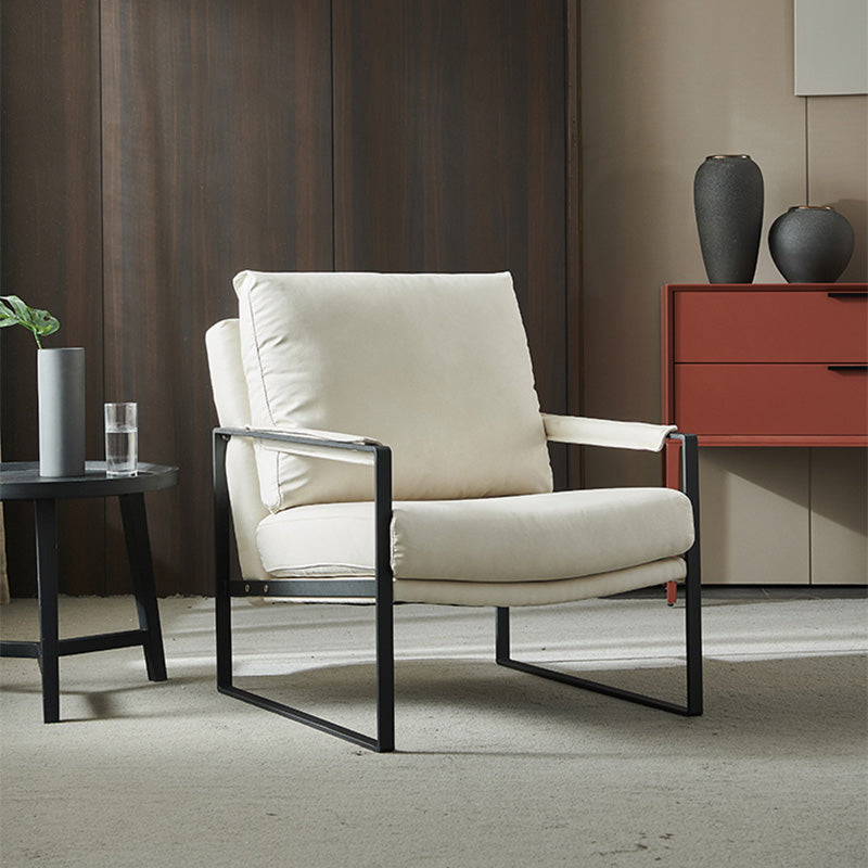 Solid Color Office Leather Arms Included with Cushion with Black Legs Armchair