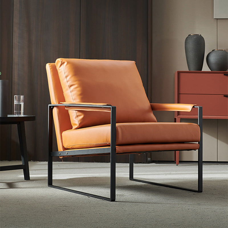 Solid Color Office Leather Arms Included with Cushion with Black Legs Armchair