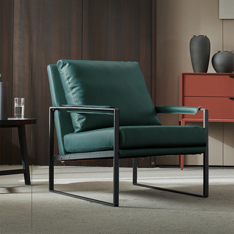 Solid Color Office Leather Arms Included with Cushion with Black Legs Armchair