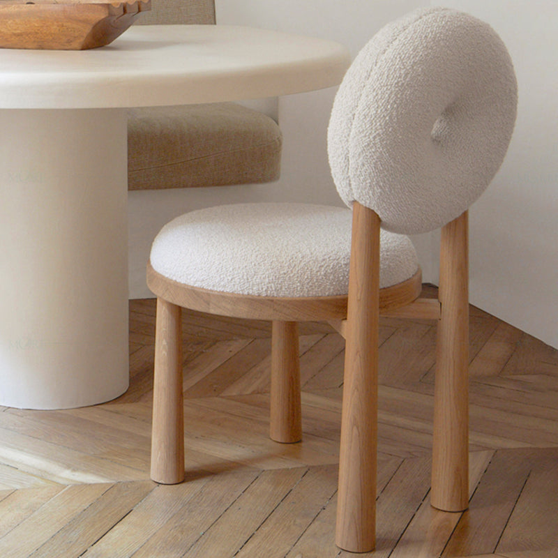 Tight Back Armless Chair Wood Frame Wool Accent Chair with Four Legs