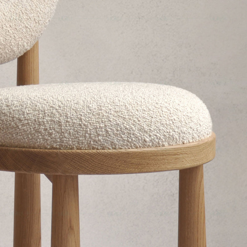 Tight Back Armless Chair Wood Frame Wool Accent Chair with Four Legs