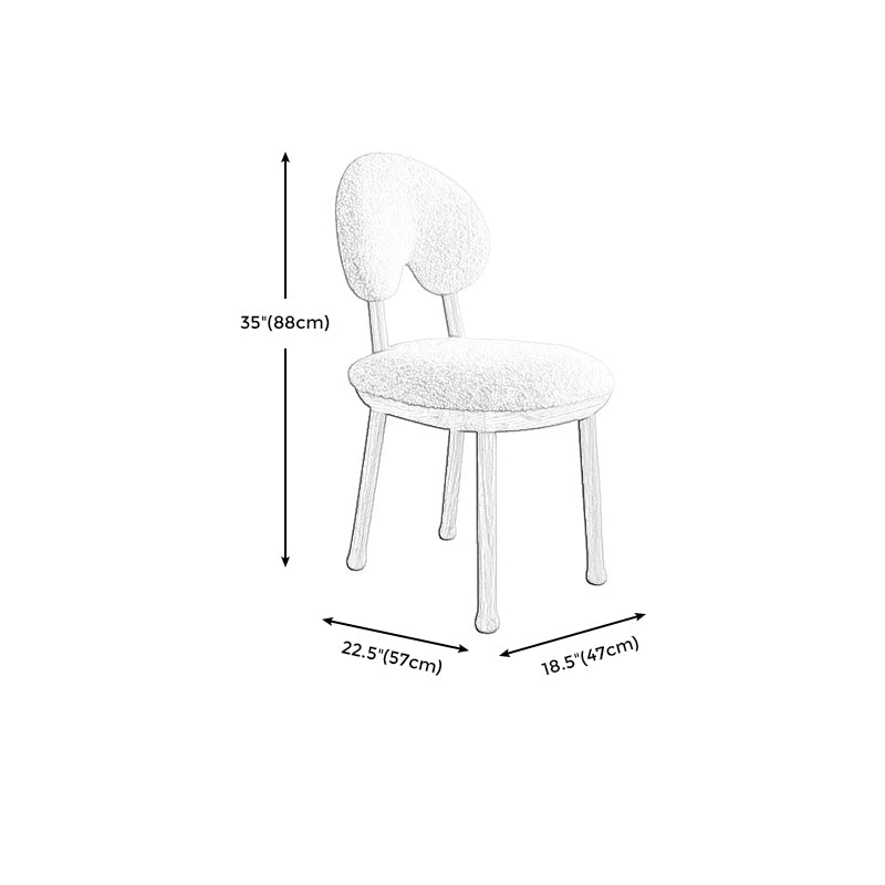 Tight Back Armless Chair Wood Frame Wool Accent Chair with Four Legs