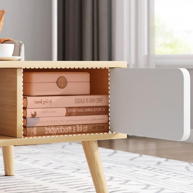 16.5"H Modern 4 Legs Wooden Base Rectangular Top Coffee Table with Storage