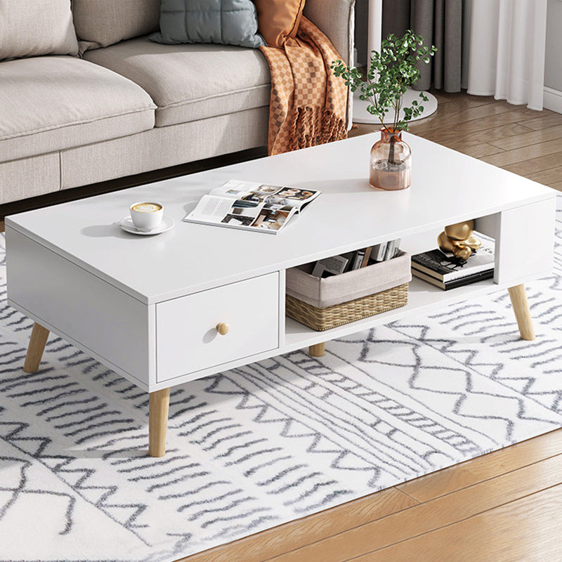 16.5"H Modern 4 Legs Wooden Base Rectangular Top Coffee Table with Storage