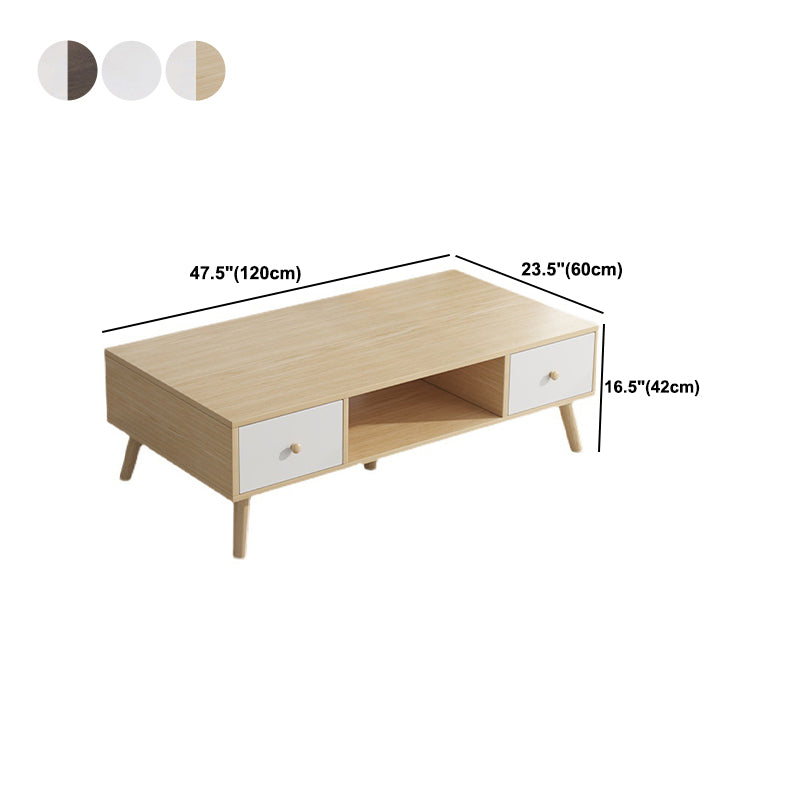 16.5"H Modern 4 Legs Wooden Base Rectangular Top Coffee Table with Storage