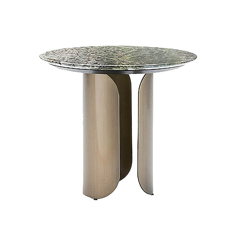 Abstract Base Cocktail Table Marble Top Stainless Steel Metal Base Round Coffee Table