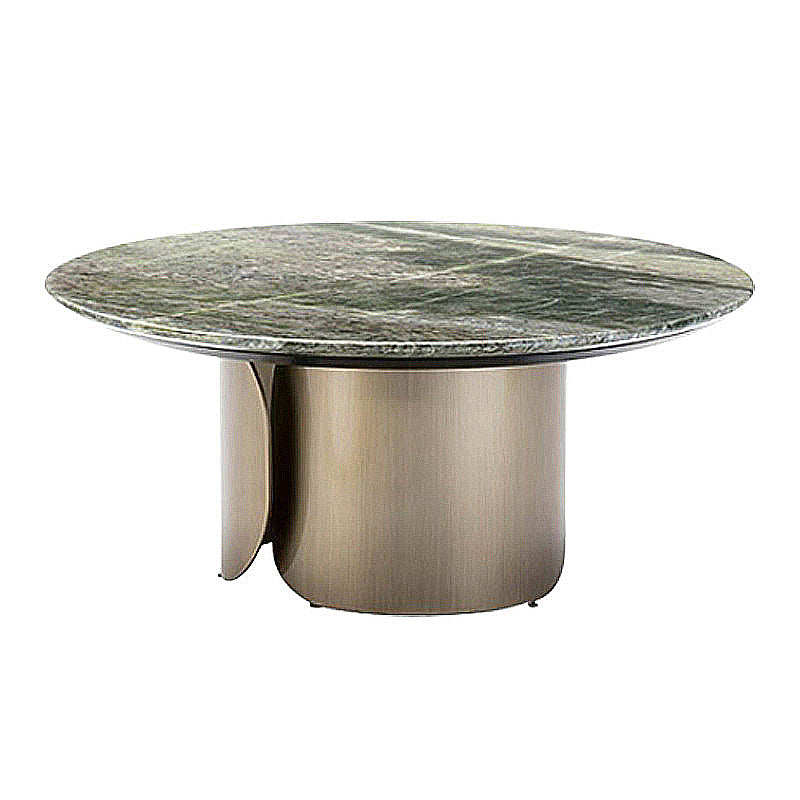 Abstract Base Cocktail Table Marble Top Stainless Steel Metal Base Round Coffee Table