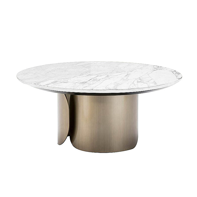 Abstract Base Cocktail Table Marble Top Stainless Steel Metal Base Round Coffee Table