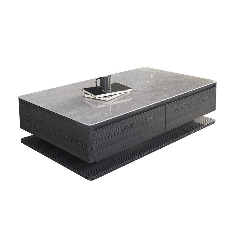 Modern Style Grey/white Slate Top Rectangular Coffee Table with Solid Wood Base