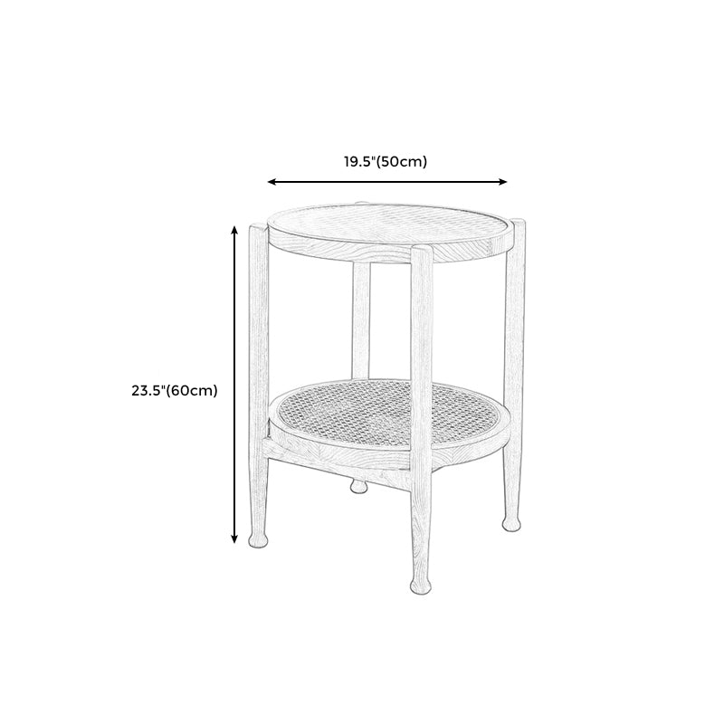 Modern 4 Legs Wood Base Glass Round Top Coffee Table for Apartment