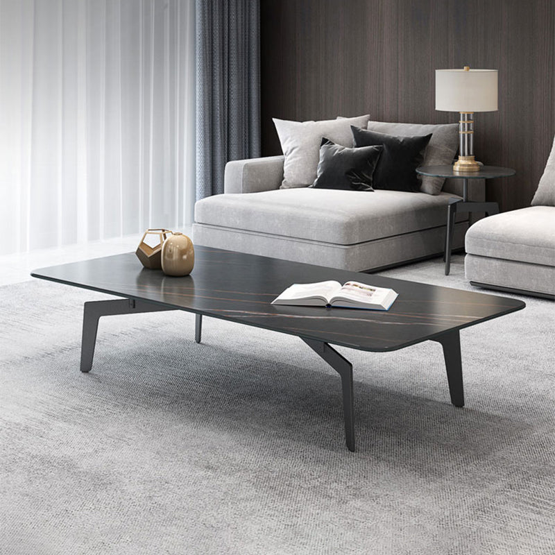 Modern Style Black Marble & SLATE Top Black Metal Base Rectangular & Square Coffee Table