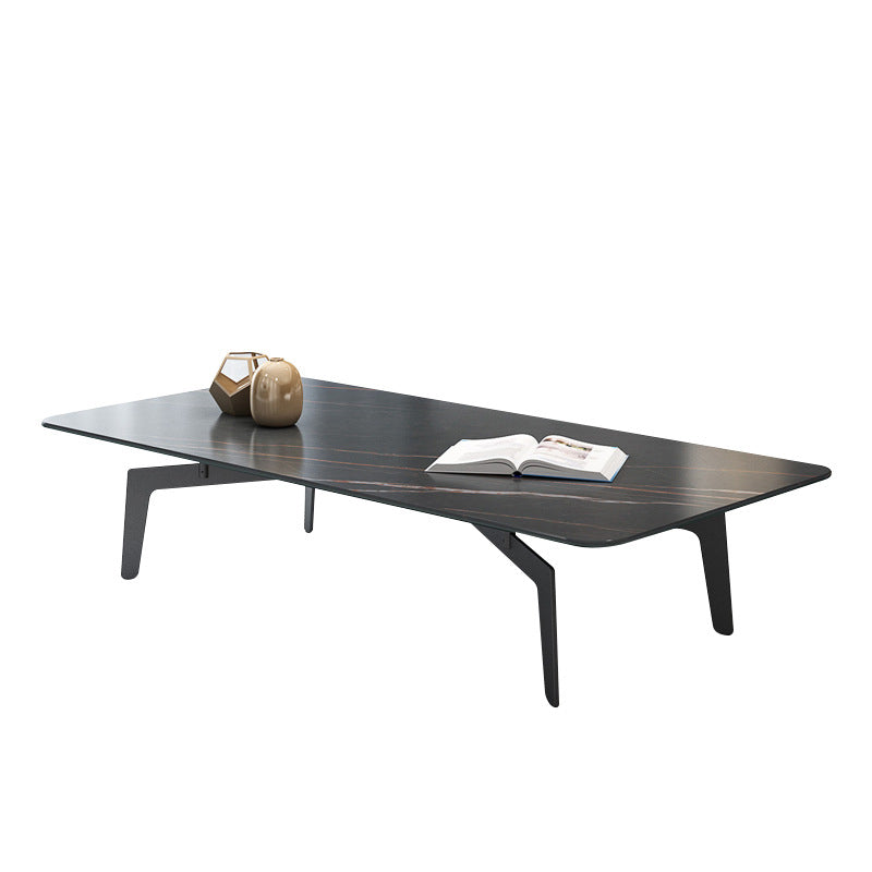 Modern Style Black Marble & SLATE Top Black Metal Base Rectangular & Square Coffee Table