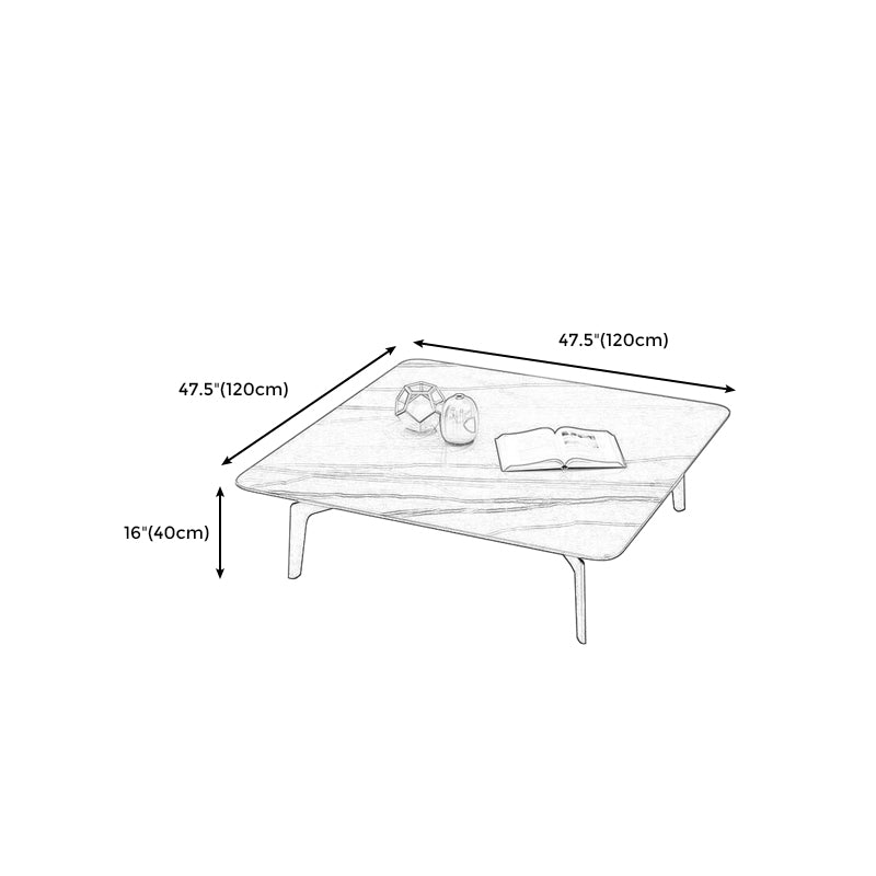 Modern Style Black Marble & SLATE Top Black Metal Base Rectangular & Square Coffee Table