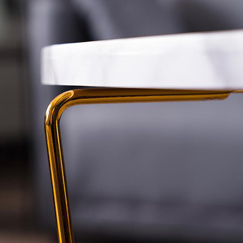 Cross Leg Base Design White/grey Faux Wood Top Metal Iron Round Coffee Table