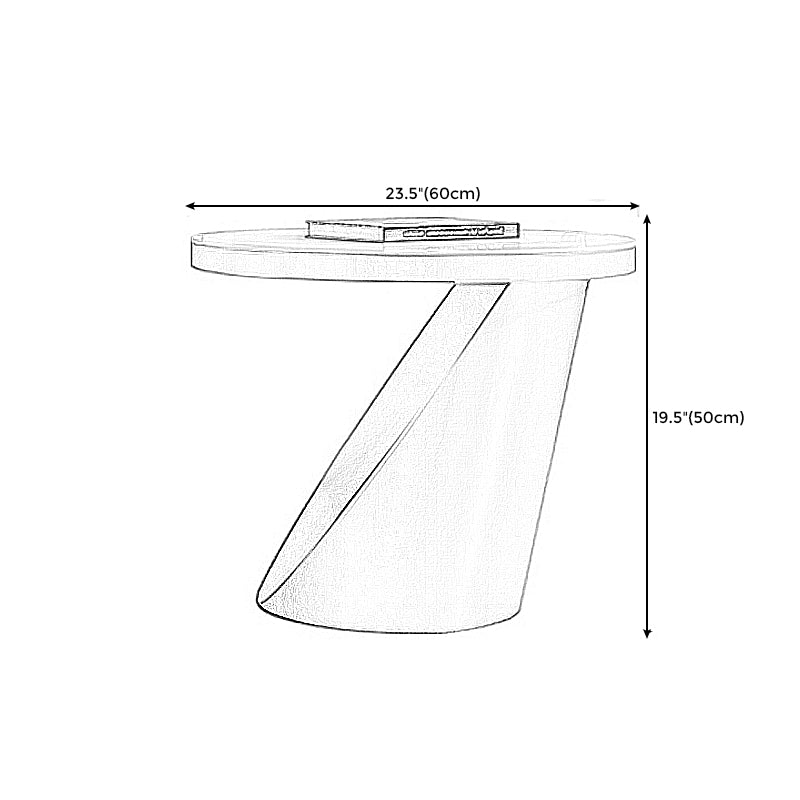 Modern Light Luxury Coffee Table Round Slate Coffee Table with Storage Drawer