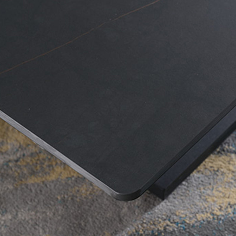Modern Solid Color Metal Single Foot Base Slate Square Coffee Table