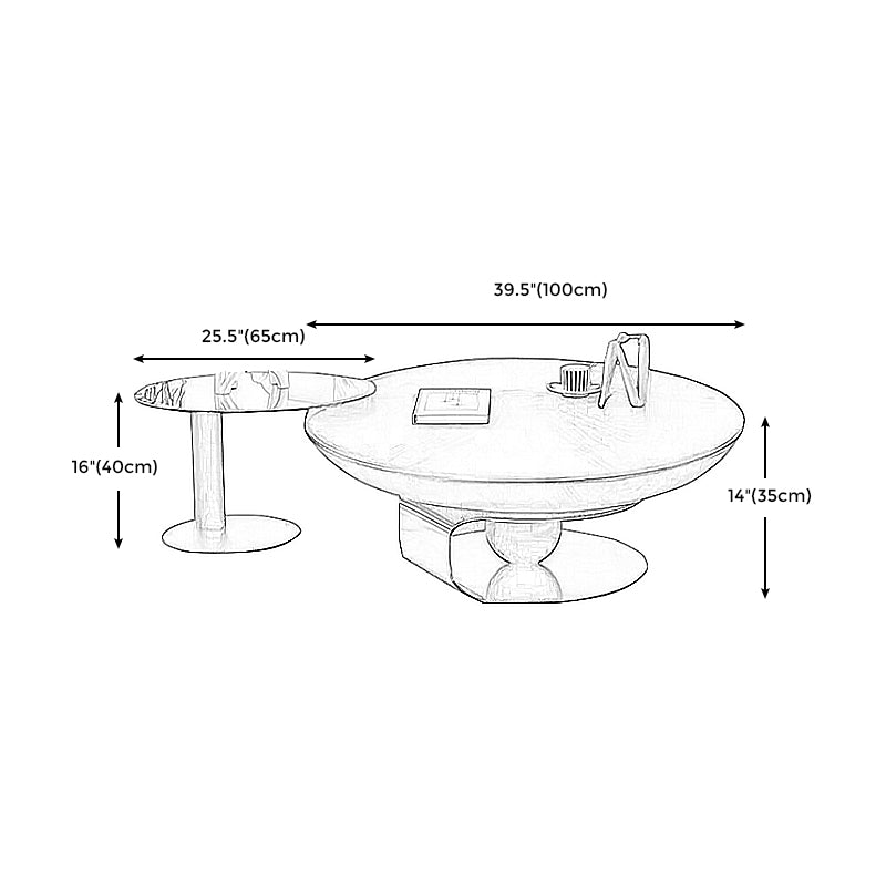Modern Style Wood Walnut/black Top Stainless Steel Base Round Coffee Table