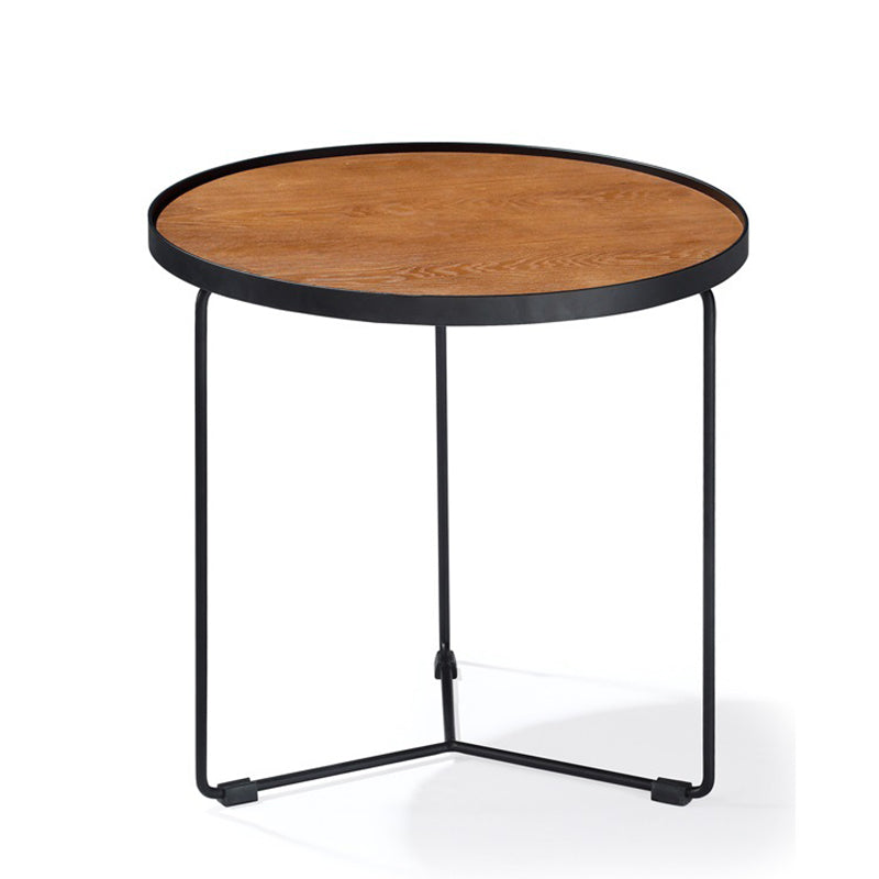 Modern Style Slate/wood Top Metal Iron Base Round Coffee Table