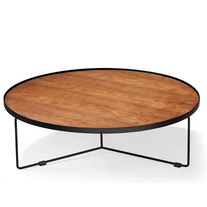 Modern Style Slate/wood Top Metal Iron Base Round Coffee Table