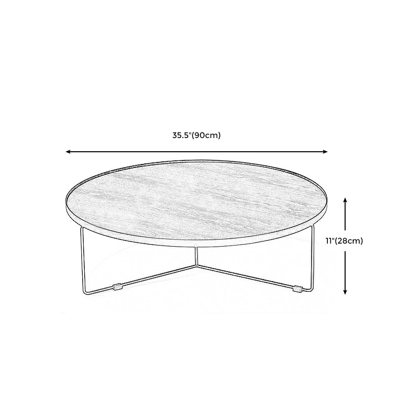 Modern Style Slate/wood Top Metal Iron Base Round Coffee Table