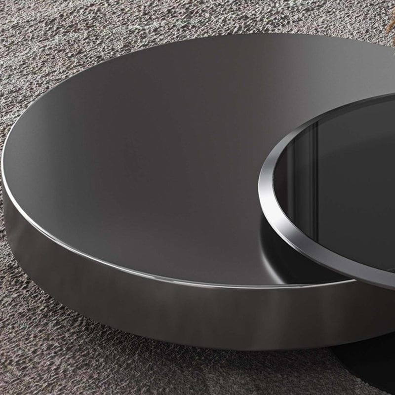 Modern Style Tempered Glass Table Top Stainless Steel Base Round Coffee Table