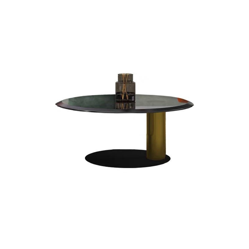 Modern Style Tempered Glass Table Top Stainless Steel Base Round Coffee Table