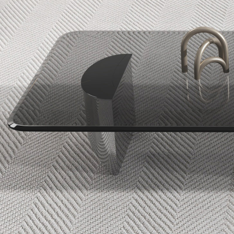 13.7" Contemporary Style 3 Legs Metal Base Square Glass Top Coffee Table