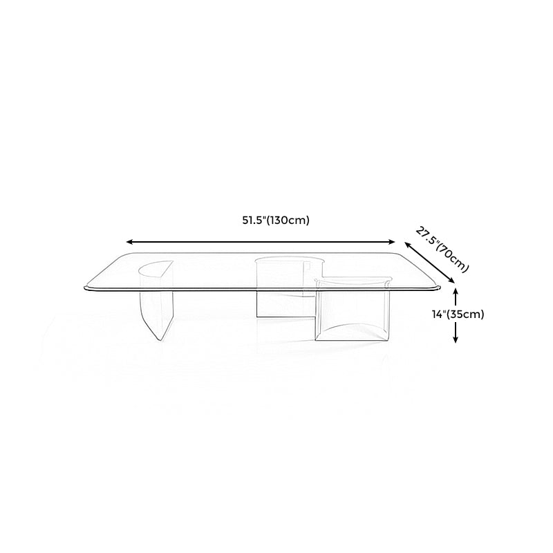 13.7" Contemporary Style 3 Legs Metal Base Square Glass Top Coffee Table
