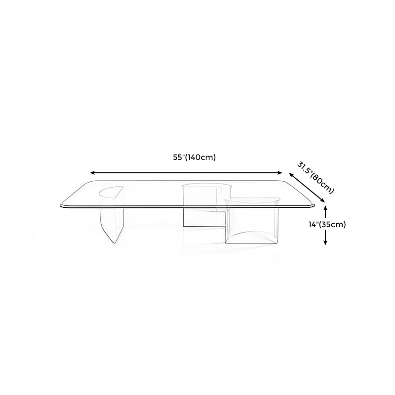 13.7" Contemporary Style 3 Legs Metal Base Square Glass Top Coffee Table