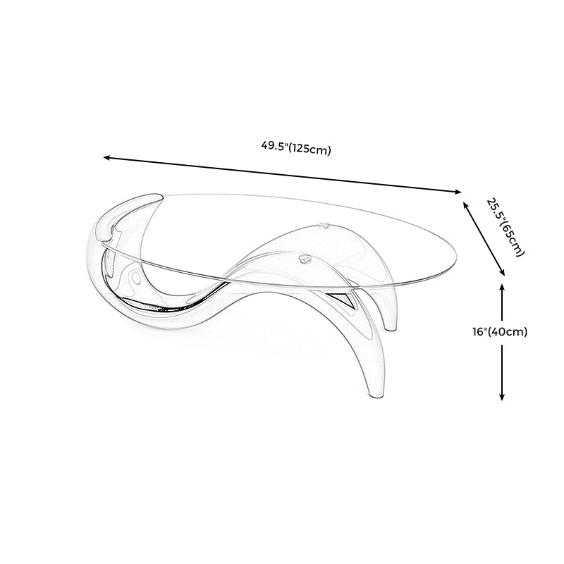 15.7"H Abstract Base Transparent Glass Round Table Top Coffee Table