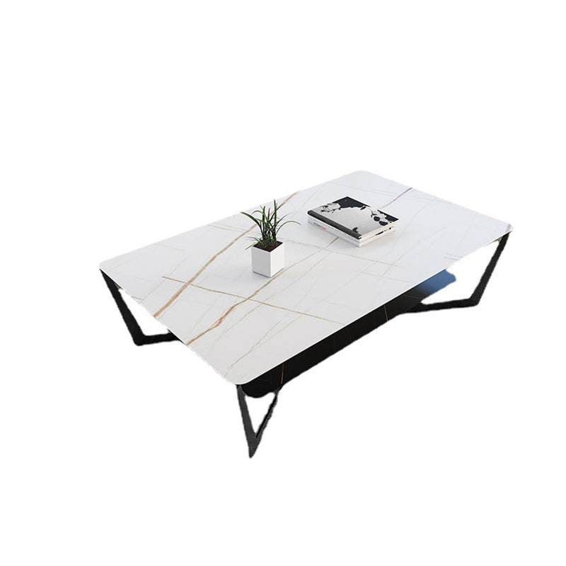 Modern Style Black Gold/white/grey/white Gold Rock Board Table with Iron Base Coffee Table