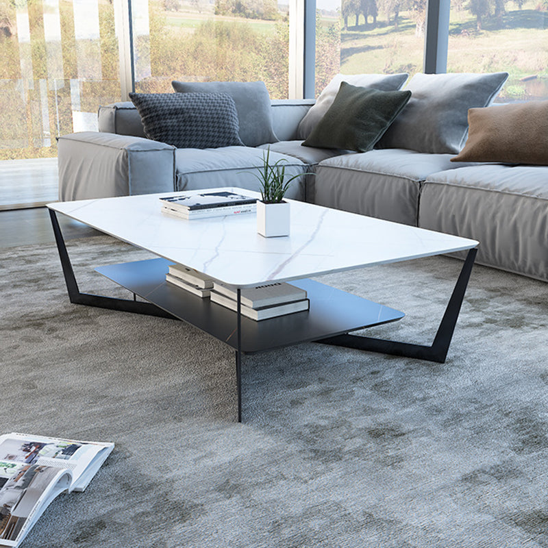 Modern Style Black Gold/white/grey/white Gold Rock Board Table with Iron Base Coffee Table
