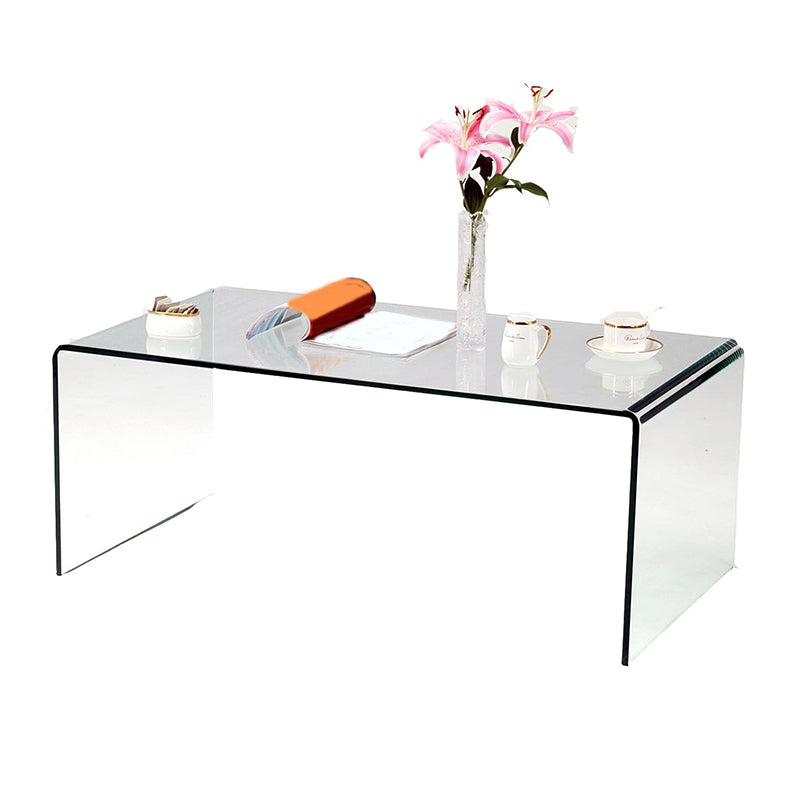 Modern Style Tempered Glass Black/white Rectangular Coffee Table