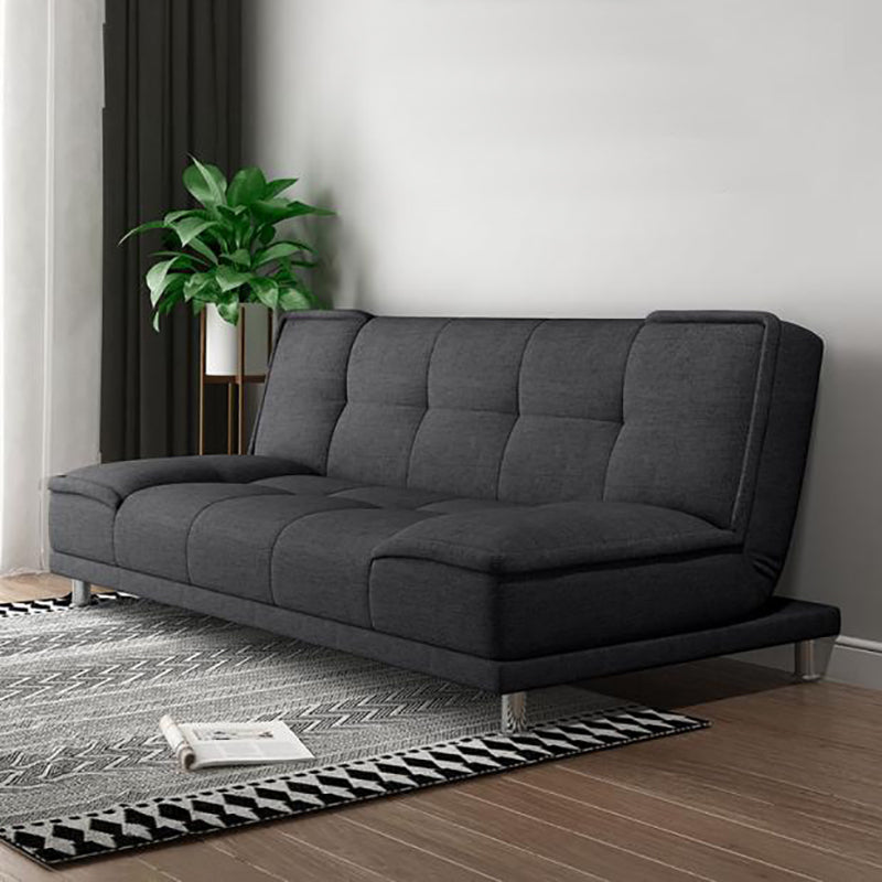 Contemporary Convertible Armless Cotton Blend and Faux Leather Sofa Bed
