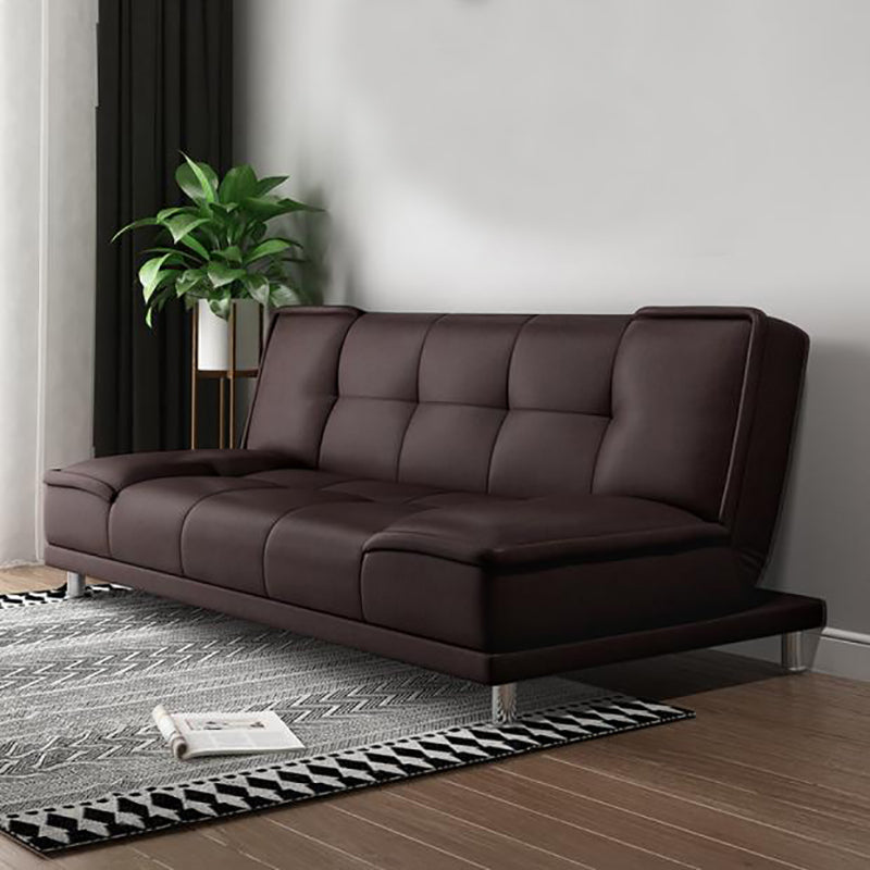 Contemporary Convertible Armless Cotton Blend and Faux Leather Sofa Bed