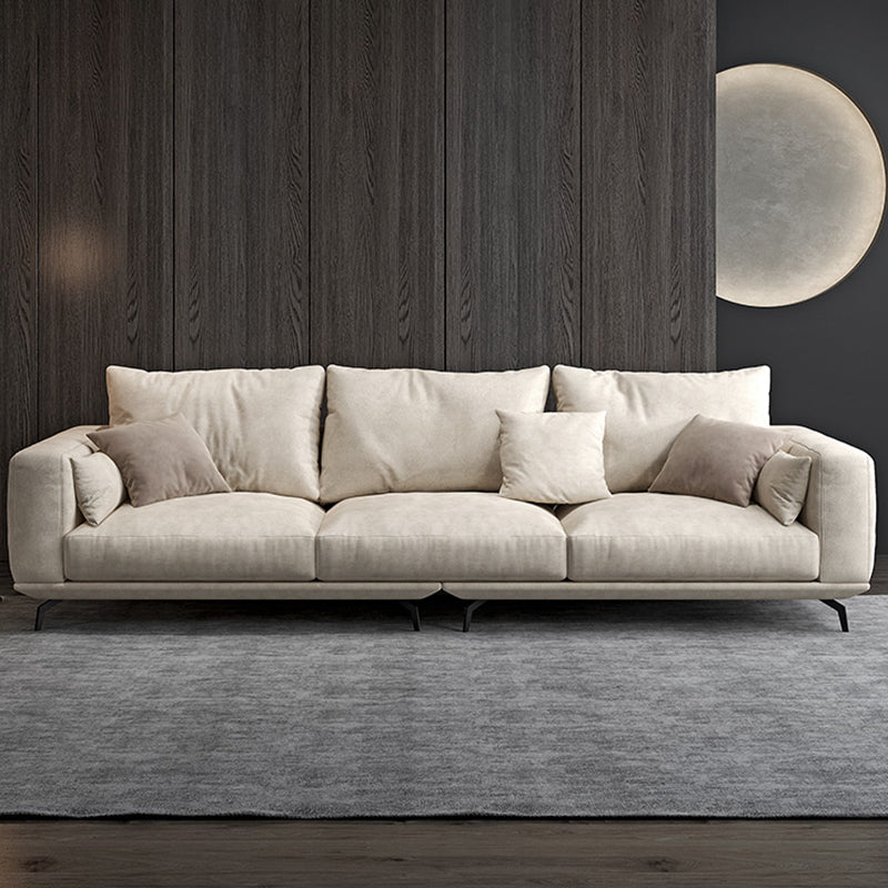 Contemporary White Faux Leather Sofa & Chaise Loose Back Sofa - 36.22" H