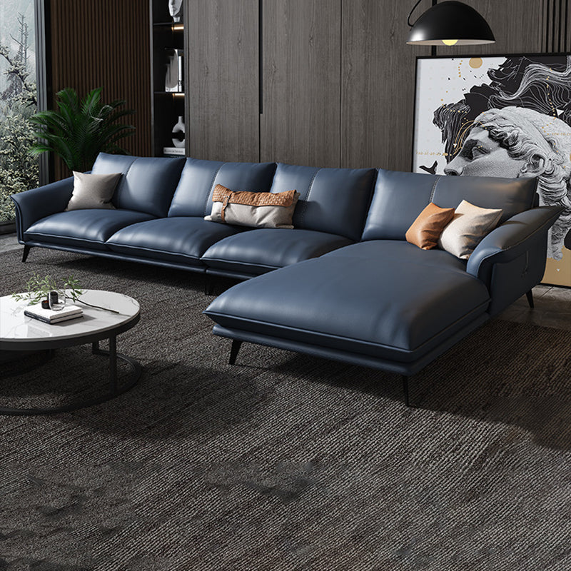 Leather Sponge Padded Seat with Pillow Back Sectional White/orange/green/grey Sofa