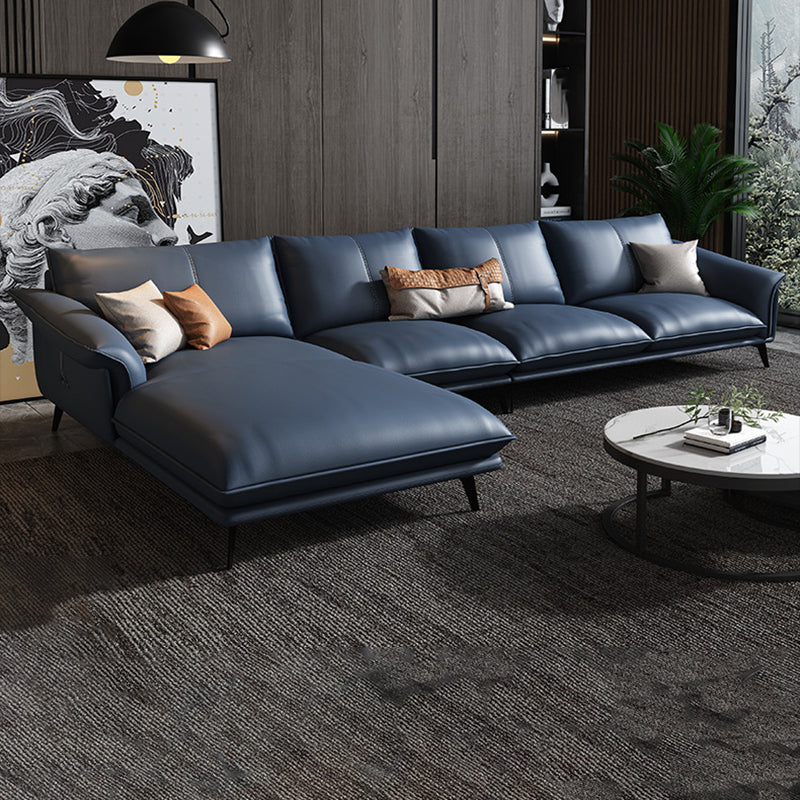 Leather Sponge Padded Seat with Pillow Back Sectional White/orange/green/grey Sofa