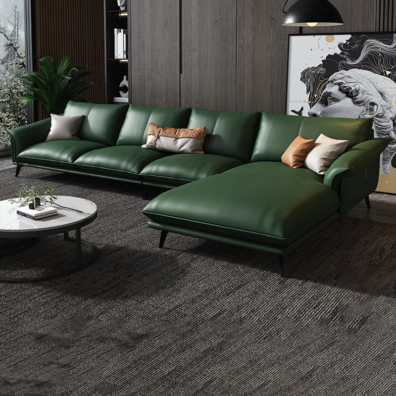 Leather Sponge Padded Seat with Pillow Back Sectional White/orange/green/grey Sofa