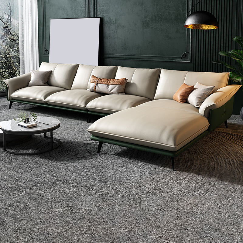 Leather Sponge Padded Seat with Pillow Back Sectional White/orange/green/grey Sofa