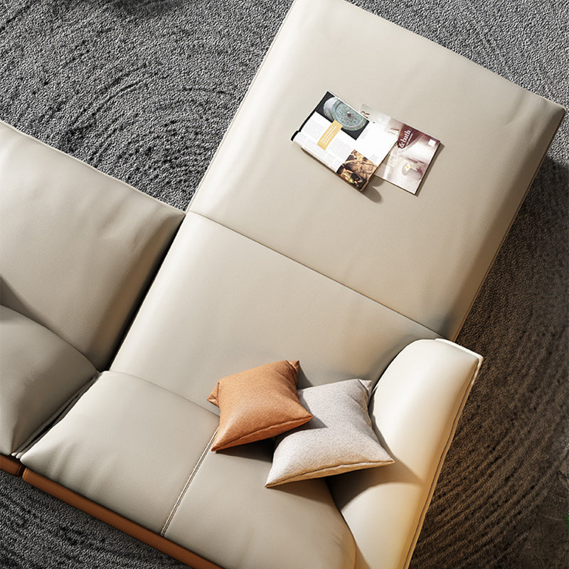 Leather Sponge Padded Seat with Pillow Back Sectional White/orange/green/grey Sofa