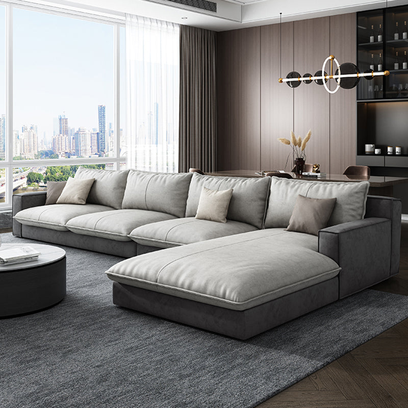 Scandinavian Pillow Back Sectional with Square Arm for Living Room