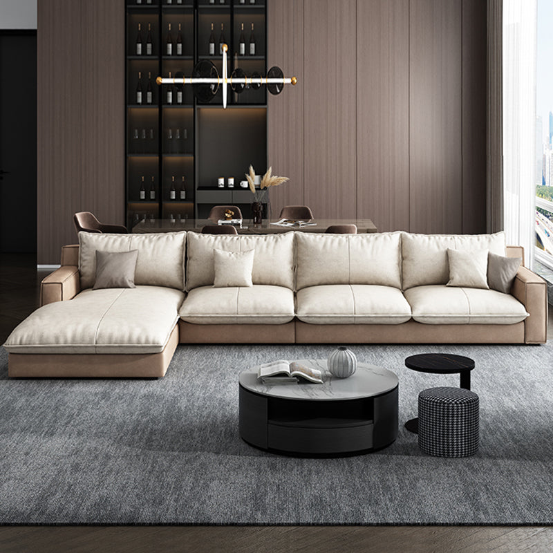 Scandinavian Pillow Back Sectional with Square Arm for Living Room