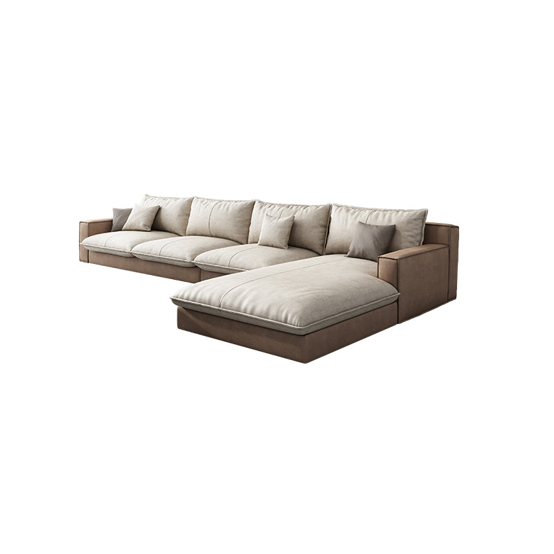Scandinavian Pillow Back Sectional with Square Arm for Living Room