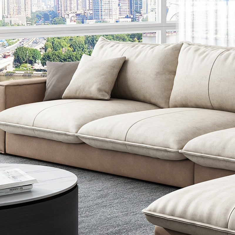 Scandinavian Pillow Back Sectional with Square Arm for Living Room