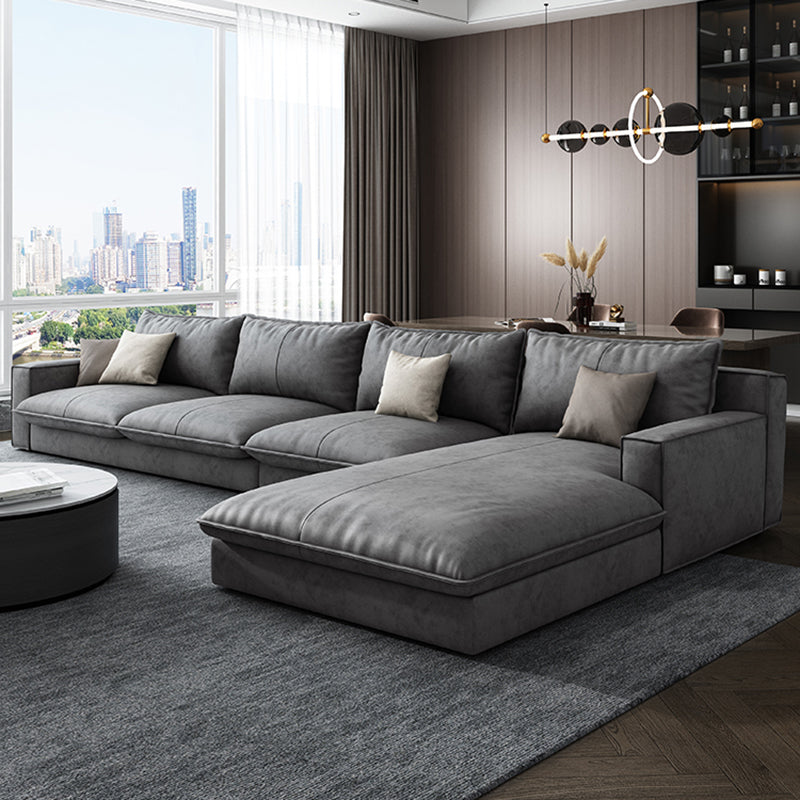 Scandinavian Pillow Back Sectional with Square Arm for Living Room