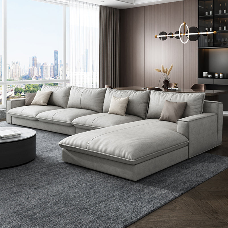 Scandinavian Pillow Back Sectional with Square Arm for Living Room