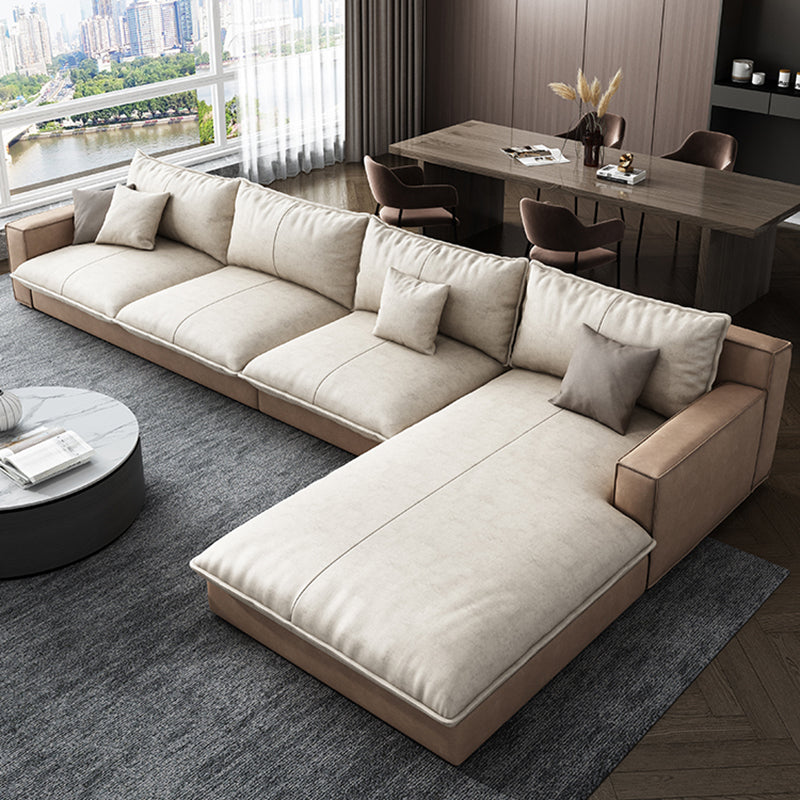 Scandinavian Pillow Back Sectional with Square Arm for Living Room