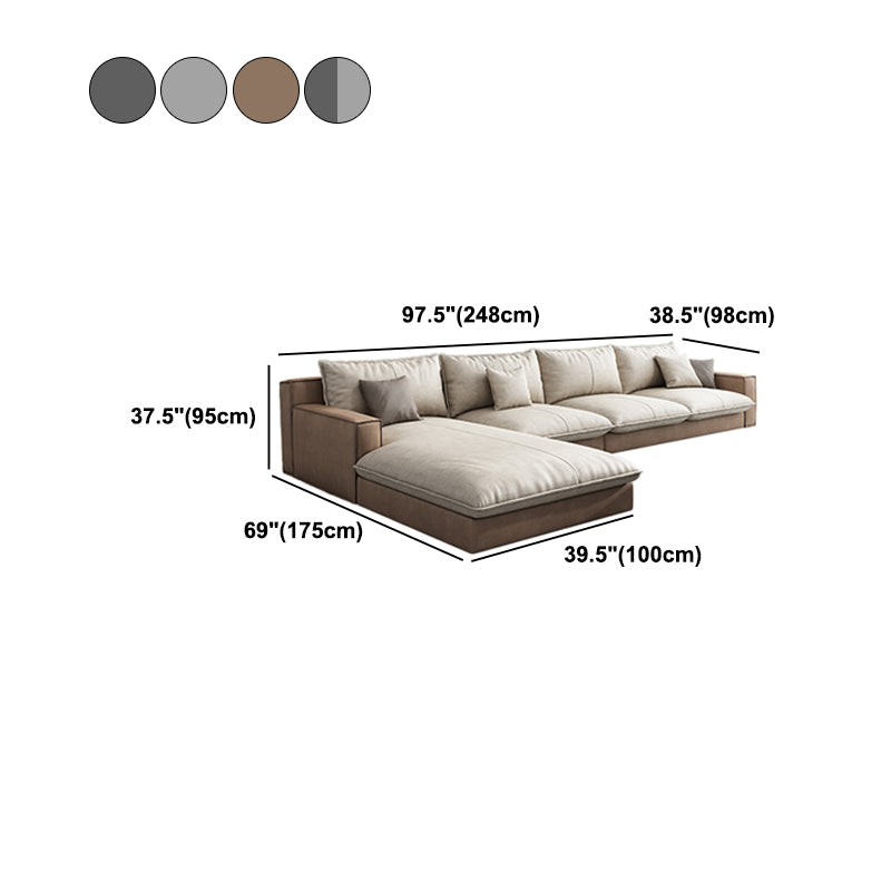 Scandinavian Pillow Back Sectional with Square Arm for Living Room