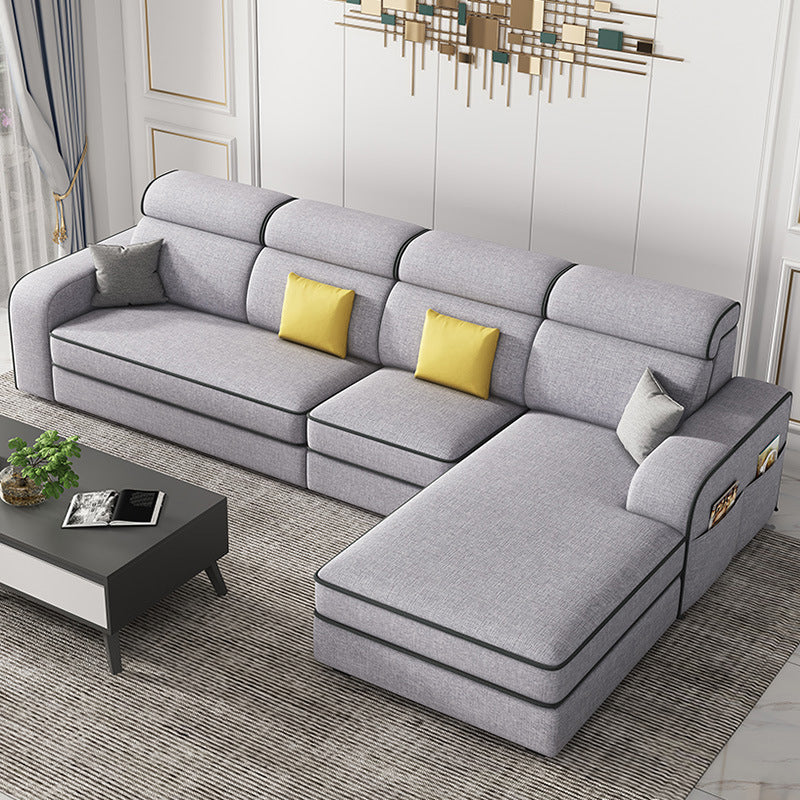 Scandinavian L-Shape Sectional with Square Arm and Storage for Four People